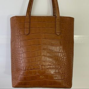 Ralph Lauren Brown Croc Print Bag